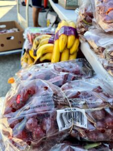 Rescued bananas and grapes.