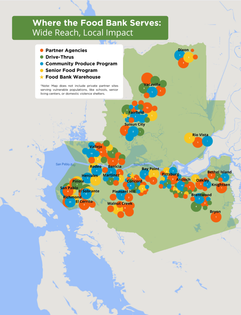 A map of all Food Bank and partner distributions