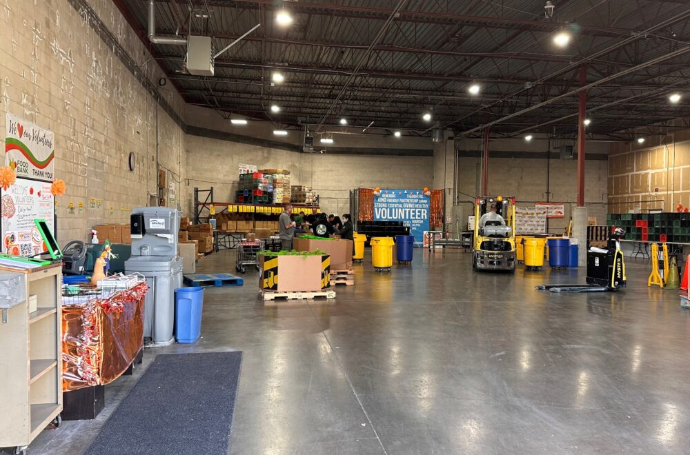 Our old volunteer space in an unfinished warehouse.