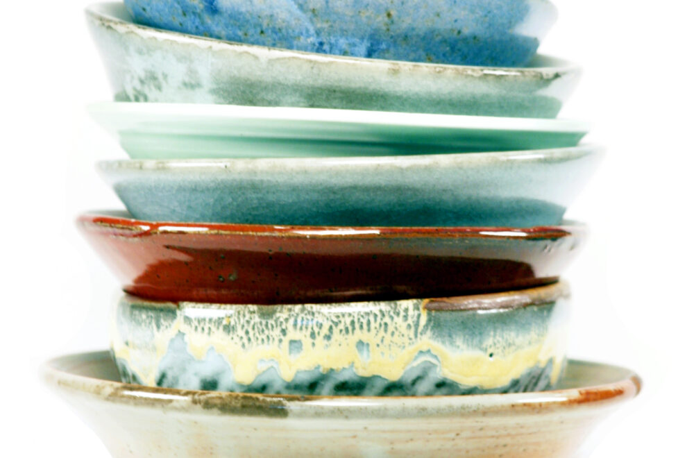 Stack of handmade bowls